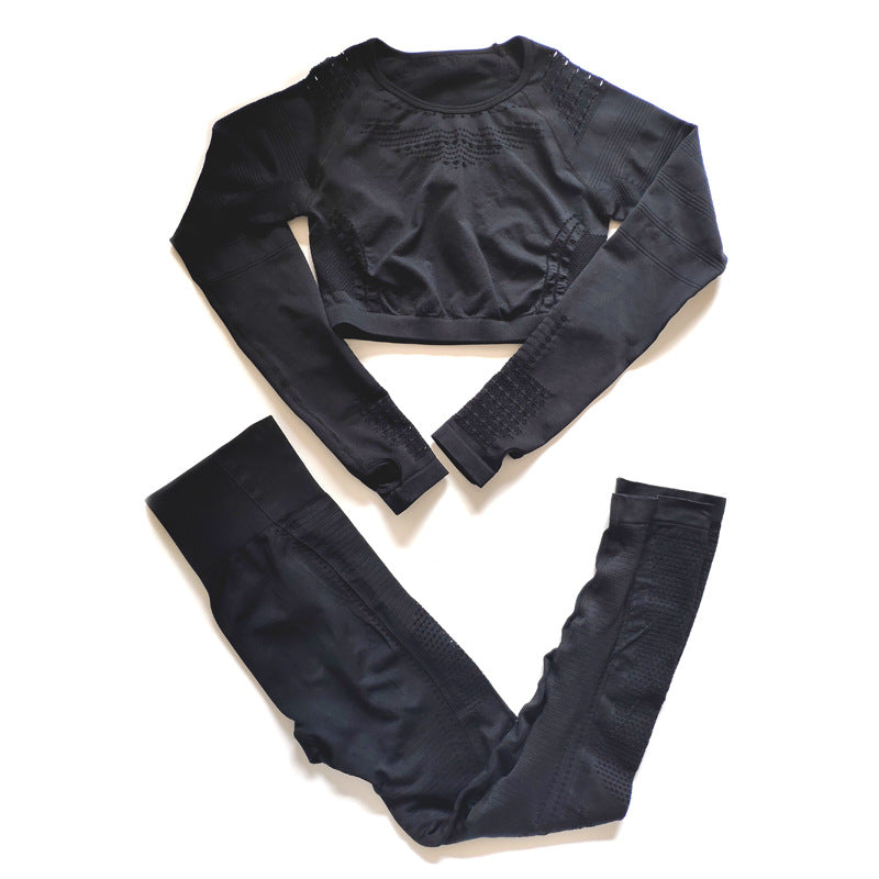 Seamless Yoga Pants and Crop Top Fitness Set for Women